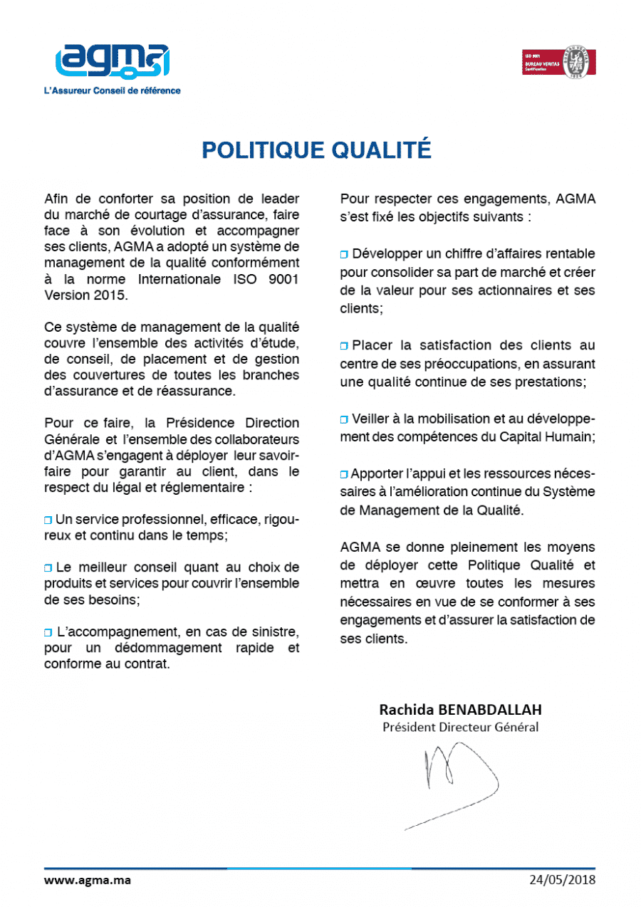 Politique Qualité - AGMA